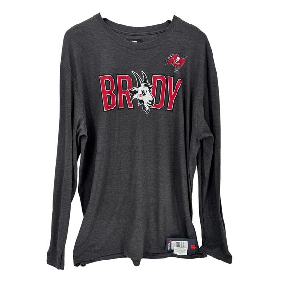 Tampa Bay Buccaneers T-Shirt Mens 2XL TOM BRADY GOAT Gray NFL Fanatics NEW - Picture 1 of 7